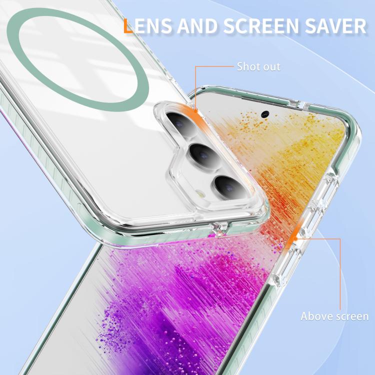 For Samsung Galaxy S23 5G Crystal Shield Clear Magnetic Acrylic Hybrid TPU Phone Case