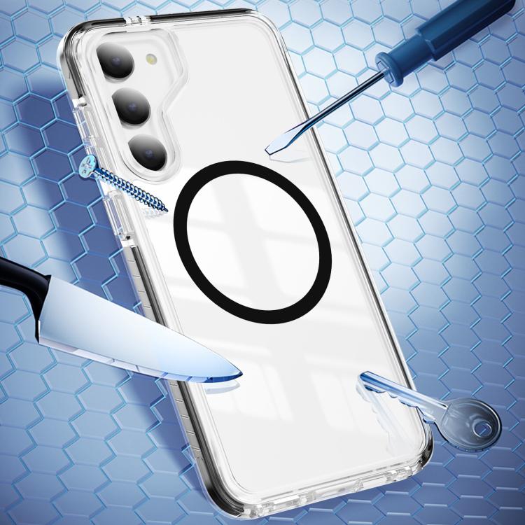 For Samsung Galaxy S23 5G Crystal Shield Clear Magnetic Acrylic Hybrid TPU Phone Case