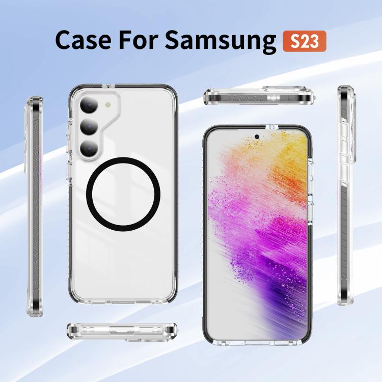 For Samsung Galaxy S23 5G Crystal Shield Clear Magnetic Acrylic Hybrid TPU Phone Case