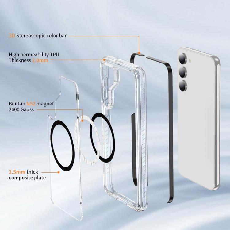 For Samsung Galaxy S23 5G Crystal Shield Clear Magnetic Acrylic Hybrid TPU Phone Case
