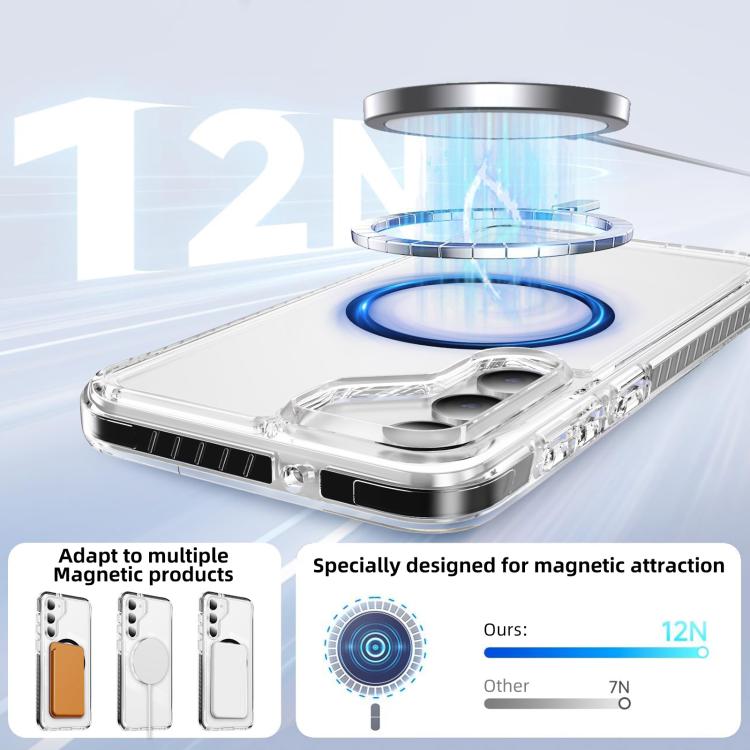 For Samsung Galaxy S23 5G Crystal Shield Clear Magnetic Acrylic Hybrid TPU Phone Case