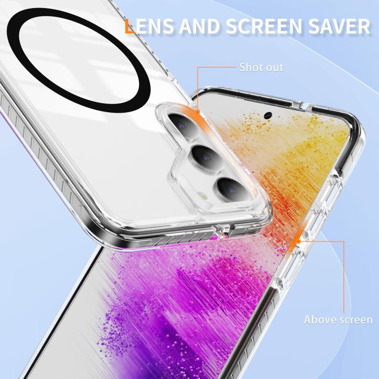 For Samsung Galaxy S23 5G Crystal Shield Clear Magnetic Acrylic Hybrid TPU Phone Case