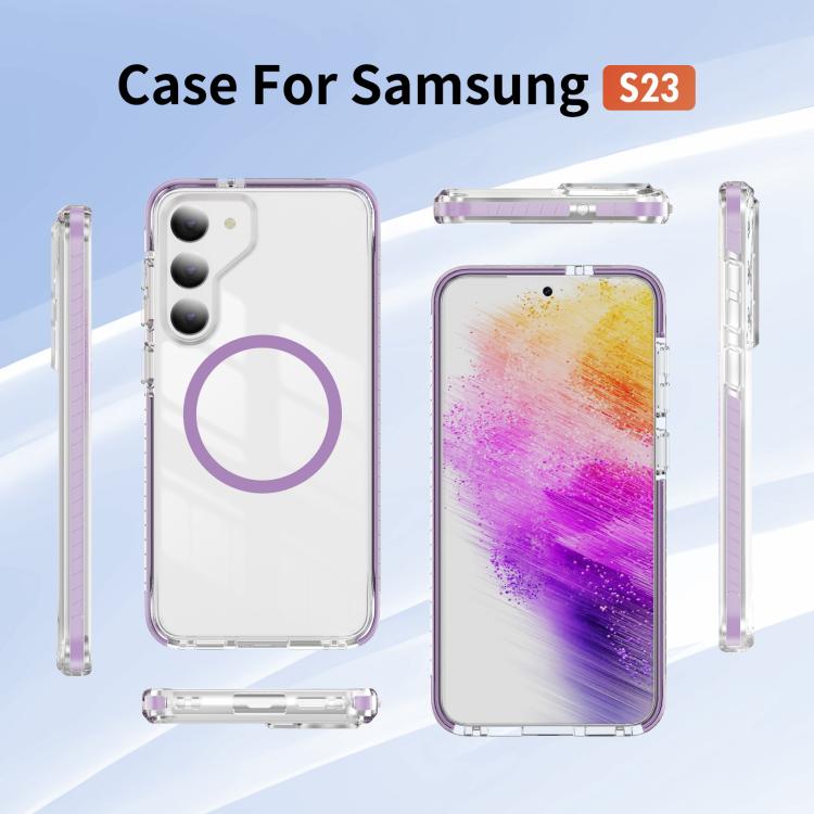 For Samsung Galaxy S23 5G Crystal Shield Clear Magnetic Acrylic Hybrid TPU Phone Case