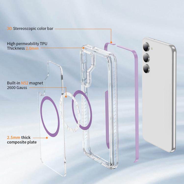 For Samsung Galaxy S23 5G Crystal Shield Clear Magnetic Acrylic Hybrid TPU Phone Case
