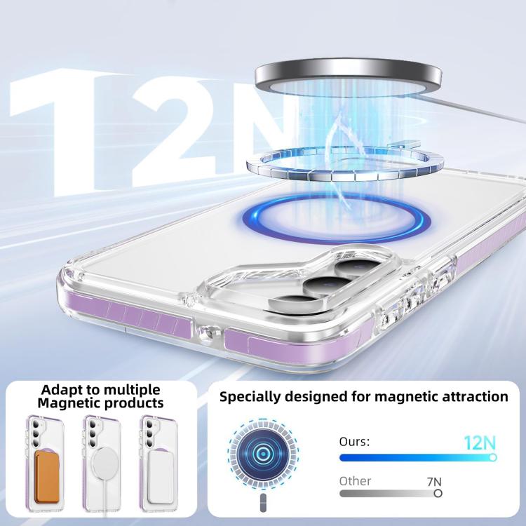 For Samsung Galaxy S23 5G Crystal Shield Clear Magnetic Acrylic Hybrid TPU Phone Case