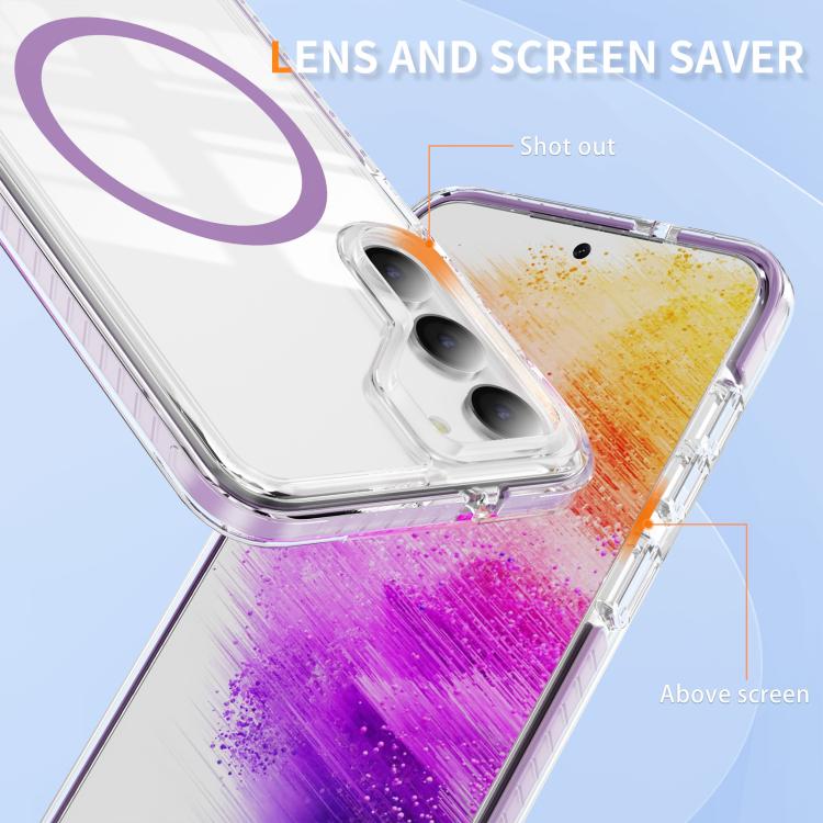 For Samsung Galaxy S23 5G Crystal Shield Clear Magnetic Acrylic Hybrid TPU Phone Case