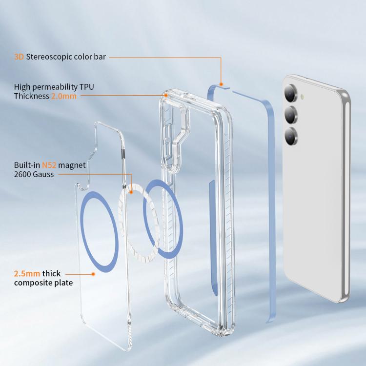 For Samsung Galaxy S23 5G Crystal Shield Clear Magnetic Acrylic Hybrid TPU Phone Case