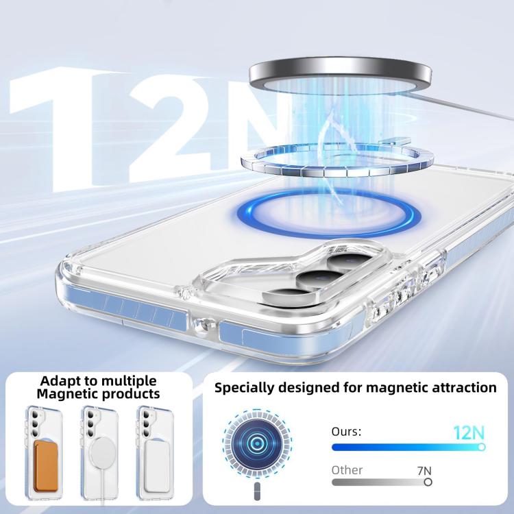 For Samsung Galaxy S23 5G Crystal Shield Clear Magnetic Acrylic Hybrid TPU Phone Case