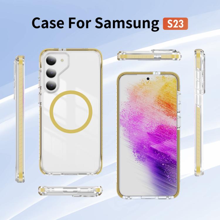 For Samsung Galaxy S23 5G Crystal Shield Clear Magnetic Acrylic Hybrid TPU Phone Case