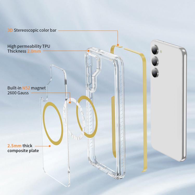 For Samsung Galaxy S23 5G Crystal Shield Clear Magnetic Acrylic Hybrid TPU Phone Case