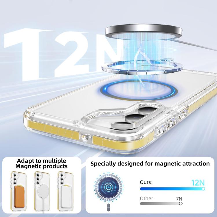 For Samsung Galaxy S23 5G Crystal Shield Clear Magnetic Acrylic Hybrid TPU Phone Case