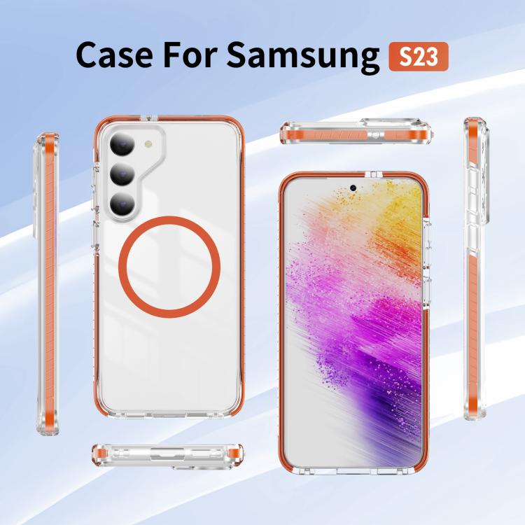 For Samsung Galaxy S23 5G Crystal Shield Clear Magnetic Acrylic Hybrid TPU Phone Case
