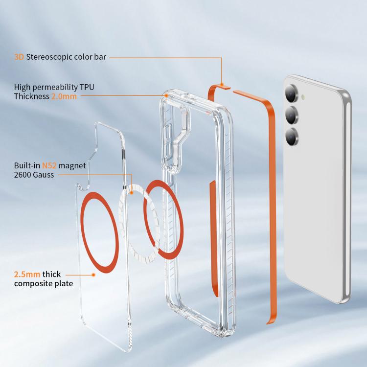 For Samsung Galaxy S23 5G Crystal Shield Clear Magnetic Acrylic Hybrid TPU Phone Case