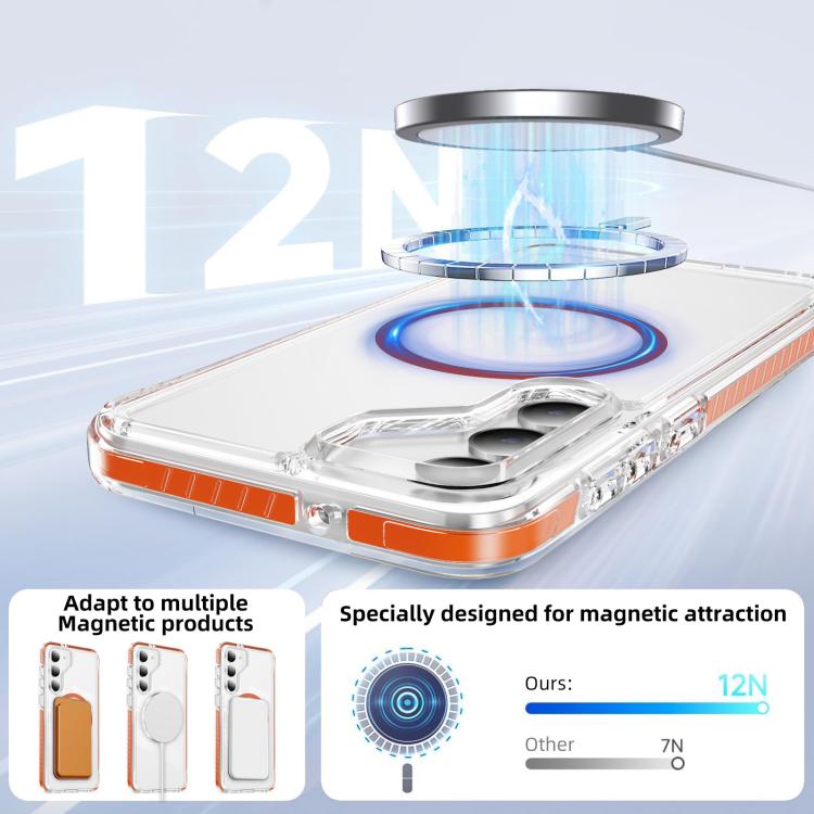 For Samsung Galaxy S23 5G Crystal Shield Clear Magnetic Acrylic Hybrid TPU Phone Case