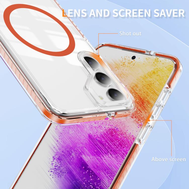For Samsung Galaxy S23 5G Crystal Shield Clear Magnetic Acrylic Hybrid TPU Phone Case