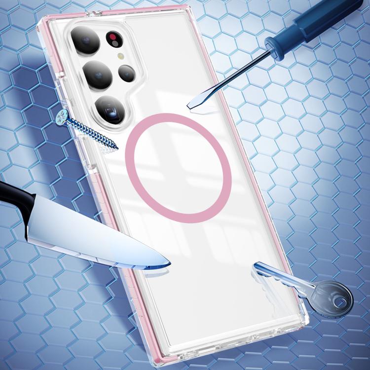 For Samsung Galaxy S23 Ultra 5G Crystal Shield Clear Magnetic Acrylic Hybrid TPU Phone Case