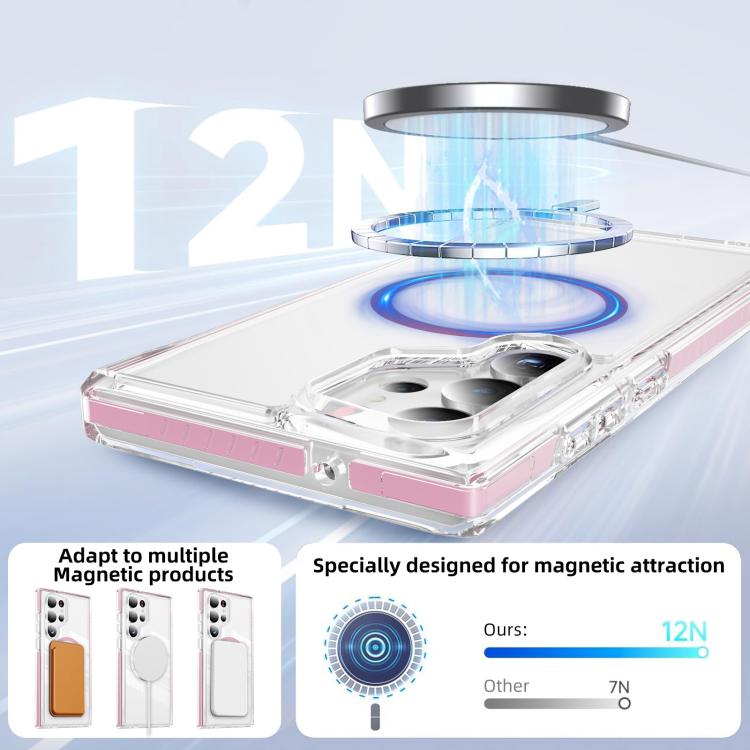 For Samsung Galaxy S23 Ultra 5G Crystal Shield Clear Magnetic Acrylic Hybrid TPU Phone Case