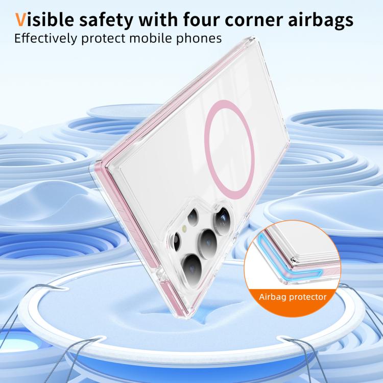 For Samsung Galaxy S23 Ultra 5G Crystal Shield Clear Magnetic Acrylic Hybrid TPU Phone Case