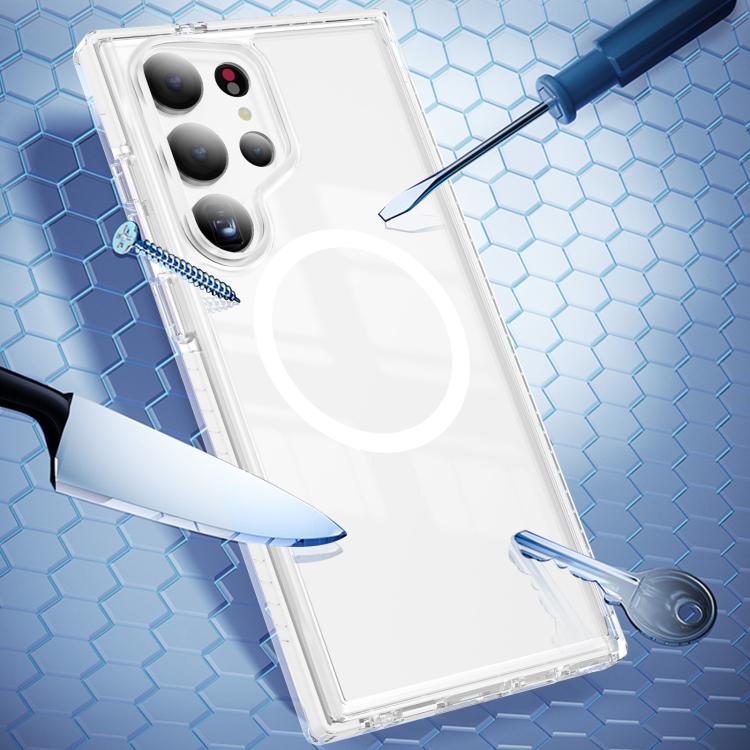 For Samsung Galaxy S23 Ultra 5G Crystal Shield Clear Magnetic Acrylic Hybrid TPU Phone Case