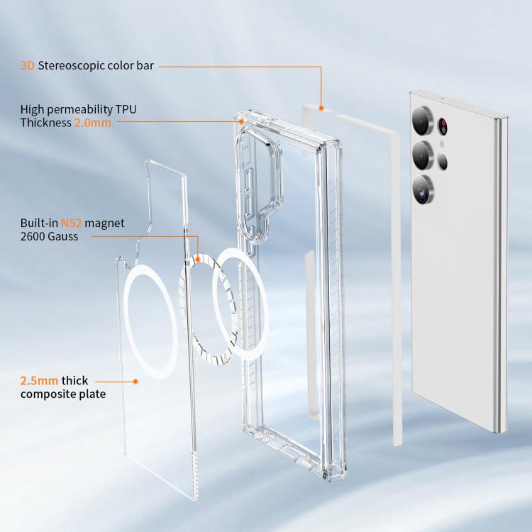 For Samsung Galaxy S23 Ultra 5G Crystal Shield Clear Magnetic Acrylic Hybrid TPU Phone Case