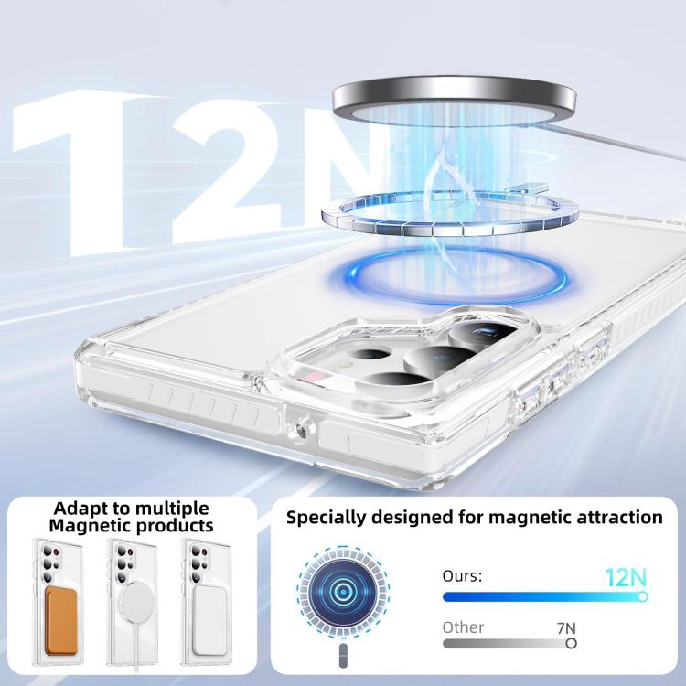 For Samsung Galaxy S23 Ultra 5G Crystal Shield Clear Magnetic Acrylic Hybrid TPU Phone Case