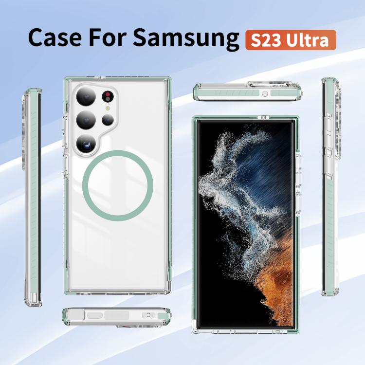 For Samsung Galaxy S23 Ultra 5G Crystal Shield Clear Magnetic Acrylic Hybrid TPU Phone Case