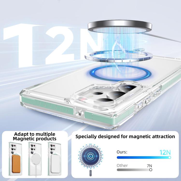 For Samsung Galaxy S23 Ultra 5G Crystal Shield Clear Magnetic Acrylic Hybrid TPU Phone Case