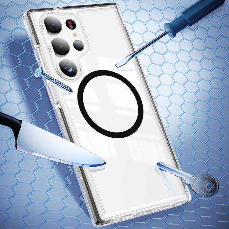 For Samsung Galaxy S23 Ultra 5G Crystal Shield Clear Magnetic Acrylic Hybrid TPU Phone Case