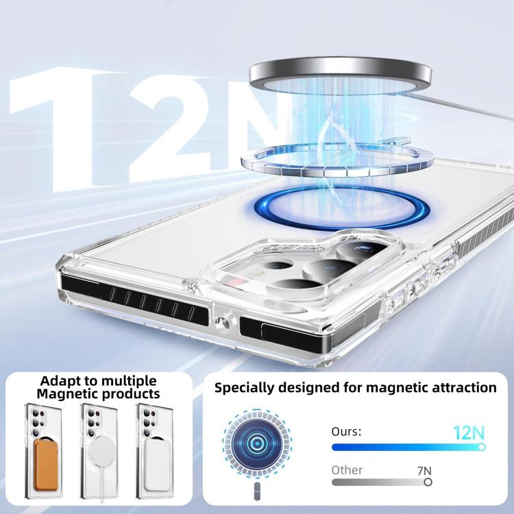 For Samsung Galaxy S23 Ultra 5G Crystal Shield Clear Magnetic Acrylic Hybrid TPU Phone Case