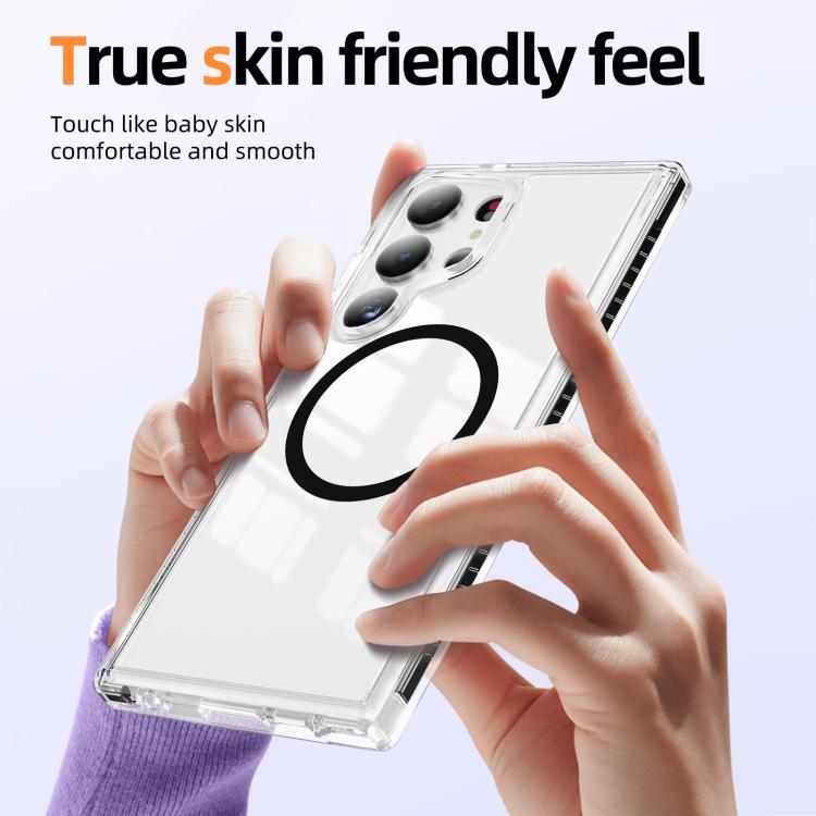 For Samsung Galaxy S23 Ultra 5G Crystal Shield Clear Magnetic Acrylic Hybrid TPU Phone Case