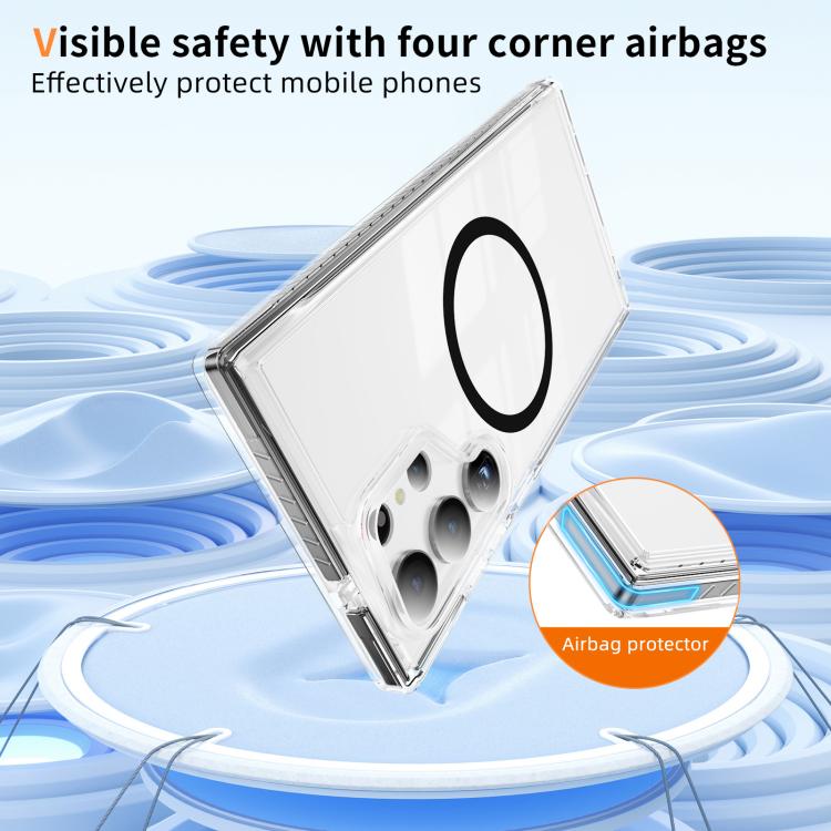 For Samsung Galaxy S23 Ultra 5G Crystal Shield Clear Magnetic Acrylic Hybrid TPU Phone Case