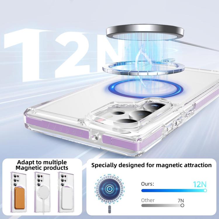 For Samsung Galaxy S23 Ultra 5G Crystal Shield Clear Magnetic Acrylic Hybrid TPU Phone Case