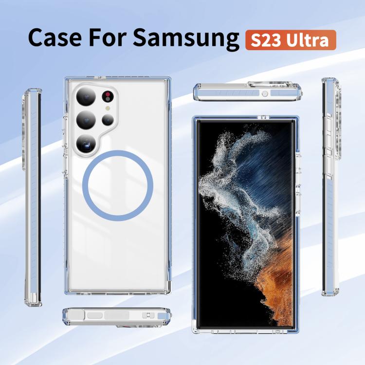 For Samsung Galaxy S23 Ultra 5G Crystal Shield Clear Magnetic Acrylic Hybrid TPU Phone Case