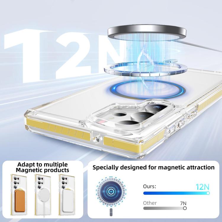 For Samsung Galaxy S23 Ultra 5G Crystal Shield Clear Magnetic Acrylic Hybrid TPU Phone Case