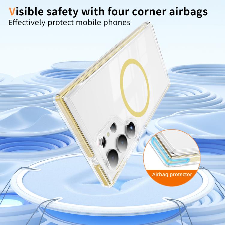 For Samsung Galaxy S23 Ultra 5G Crystal Shield Clear Magnetic Acrylic Hybrid TPU Phone Case