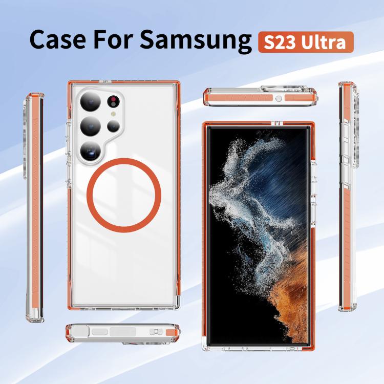 For Samsung Galaxy S23 Ultra 5G Crystal Shield Clear Magnetic Acrylic Hybrid TPU Phone Case