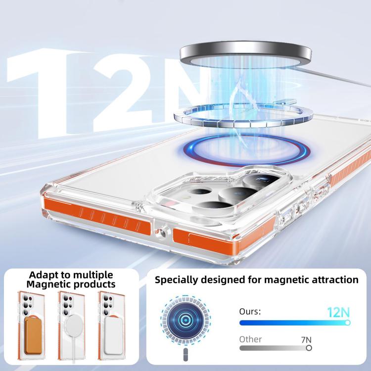 For Samsung Galaxy S23 Ultra 5G Crystal Shield Clear Magnetic Acrylic Hybrid TPU Phone Case