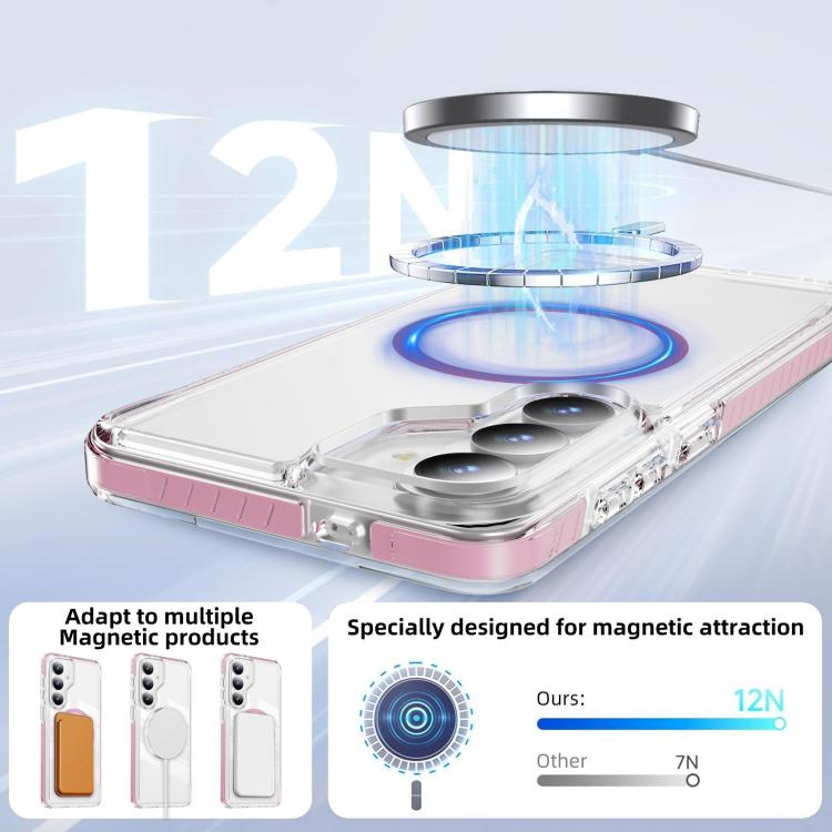 For Samsung Galaxy S25+ / S24+ 5G Crystal Shield Clear Magnetic Acrylic Hybrid TPU Phone Case
