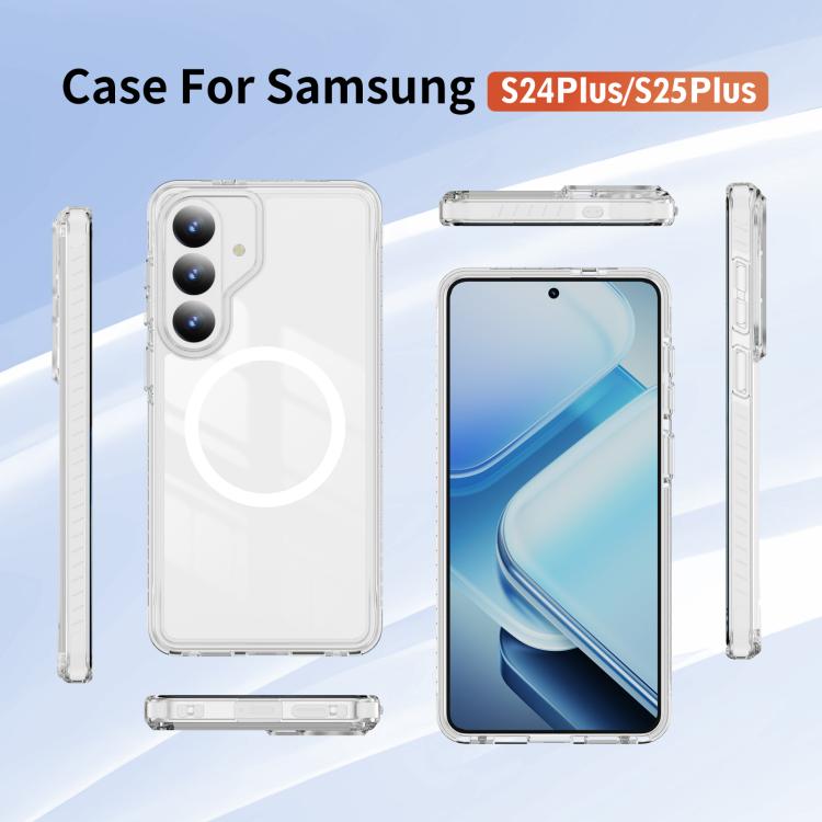 For Samsung Galaxy S25+ / S24+ 5G Crystal Shield Clear Magnetic Acrylic Hybrid TPU Phone Case
