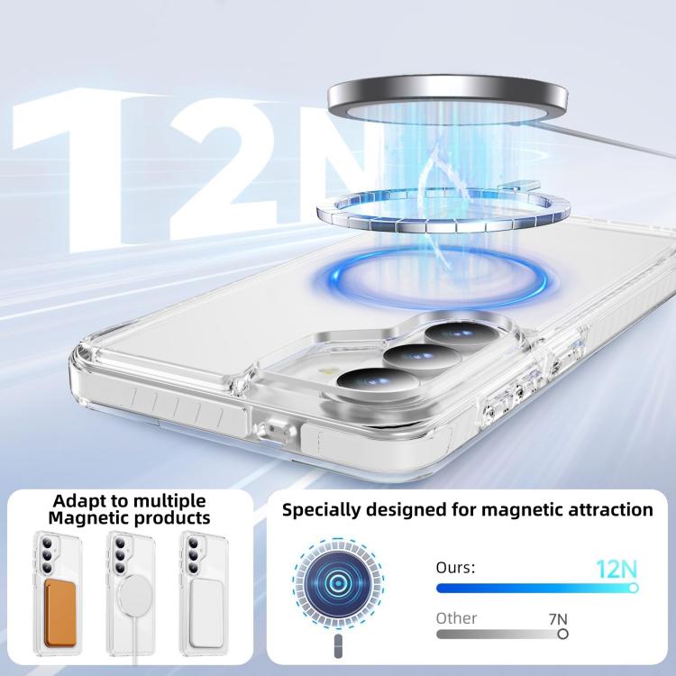 For Samsung Galaxy S25+ / S24+ 5G Crystal Shield Clear Magnetic Acrylic Hybrid TPU Phone Case