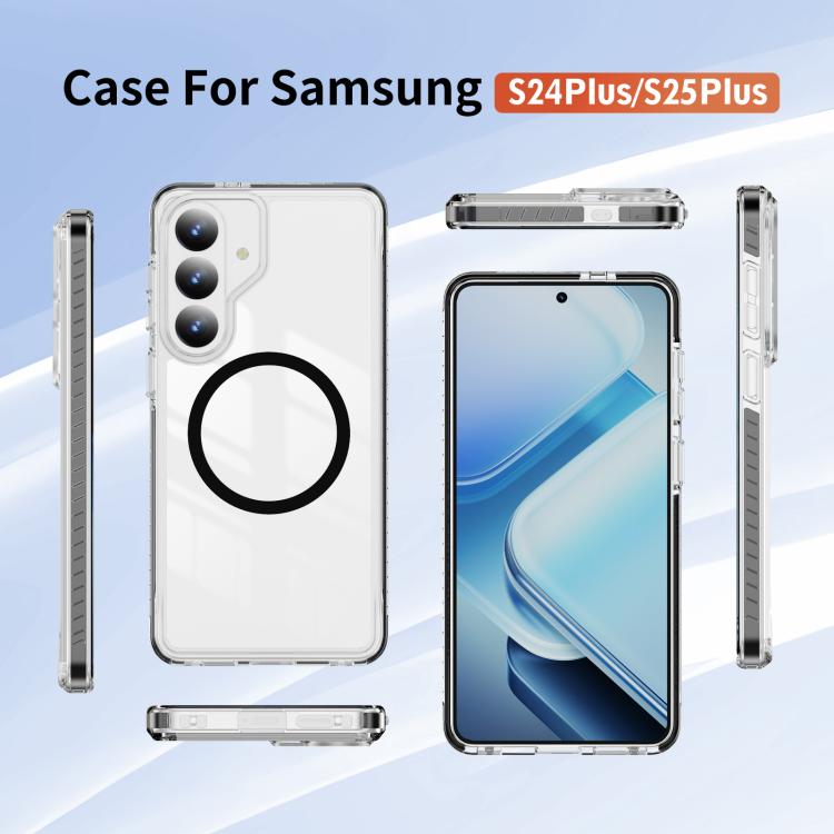 For Samsung Galaxy S25+ / S24+ 5G Crystal Shield Clear Magnetic Acrylic Hybrid TPU Phone Case