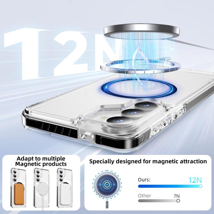 For Samsung Galaxy S25+ / S24+ 5G Crystal Shield Clear Magnetic Acrylic Hybrid TPU Phone Case