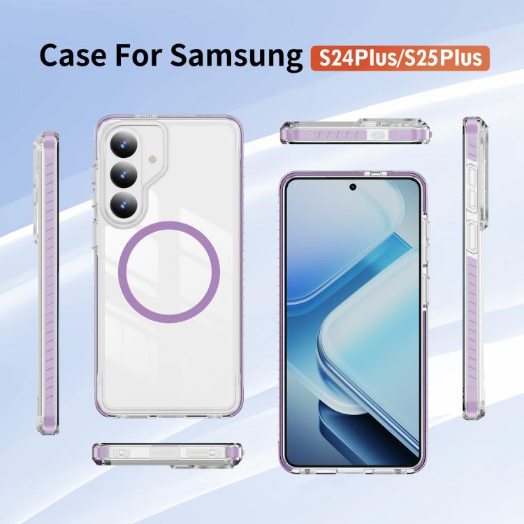 For Samsung Galaxy S25+ / S24+ 5G Crystal Shield Clear Magnetic Acrylic Hybrid TPU Phone Case