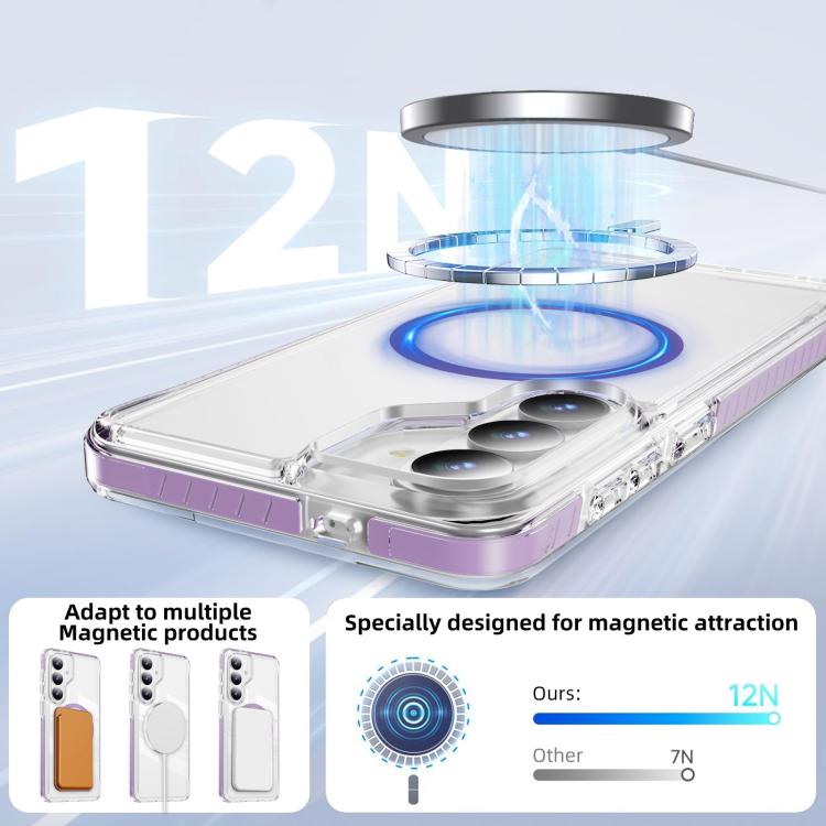 For Samsung Galaxy S25+ / S24+ 5G Crystal Shield Clear Magnetic Acrylic Hybrid TPU Phone Case