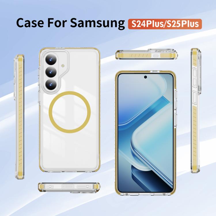 For Samsung Galaxy S25+ / S24+ 5G Crystal Shield Clear Magnetic Acrylic Hybrid TPU Phone Case