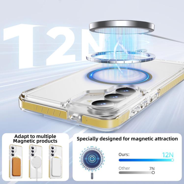 For Samsung Galaxy S25+ / S24+ 5G Crystal Shield Clear Magnetic Acrylic Hybrid TPU Phone Case