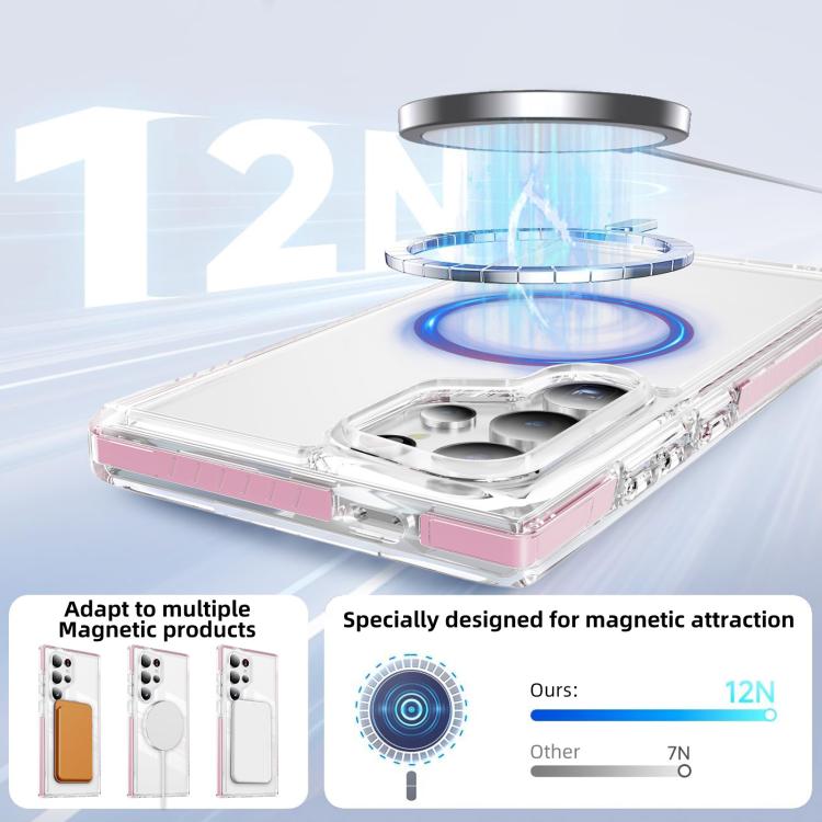 For Samsung Galaxy S24 Ultra 5G Crystal Shield Clear Magnetic Acrylic Hybrid TPU Phone Case