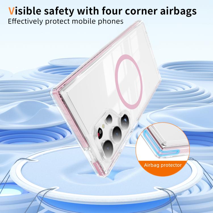 For Samsung Galaxy S24 Ultra 5G Crystal Shield Clear Magnetic Acrylic Hybrid TPU Phone Case