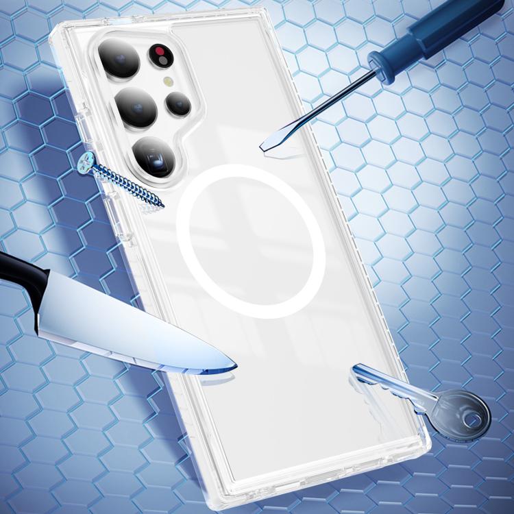 For Samsung Galaxy S24 Ultra 5G Crystal Shield Clear Magnetic Acrylic Hybrid TPU Phone Case