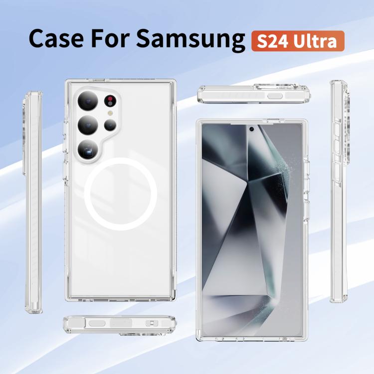 For Samsung Galaxy S24 Ultra 5G Crystal Shield Clear Magnetic Acrylic Hybrid TPU Phone Case